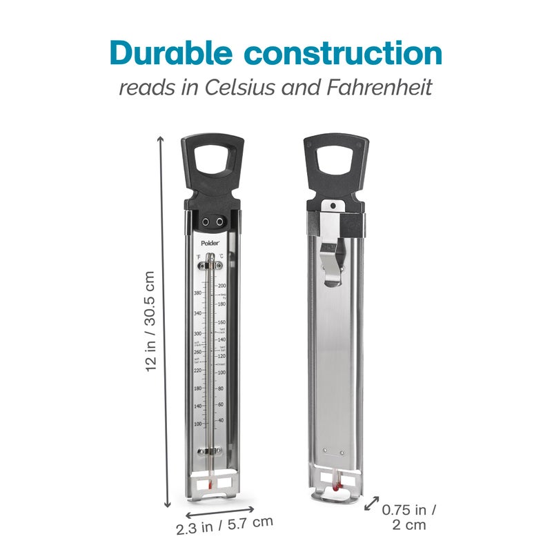 Polder Candy/Jelly/Deep Fry Thermometer, Stainless Steel, with Adjustable Sliding Pot Clip Attachment and Quick Reference Temperature Guide - Image 3